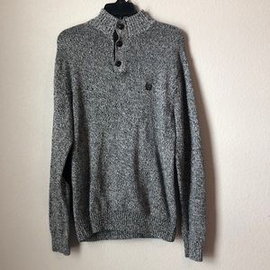 Chaps Heather Gray Sweater W/Elbow Patches